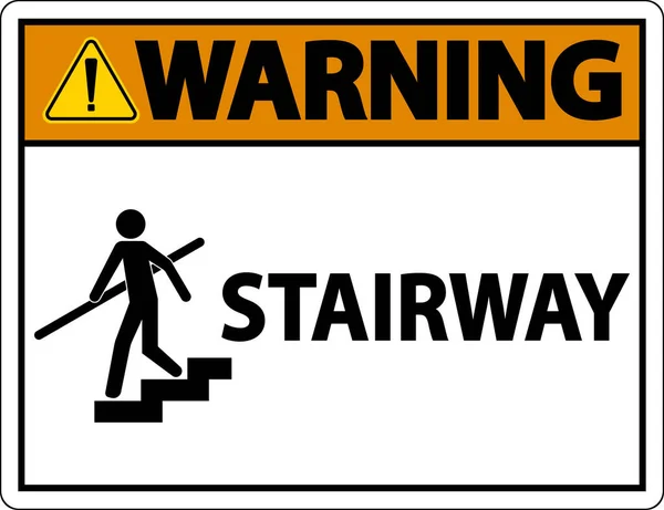 Warning Stairway Sign White Background — Stock Vector