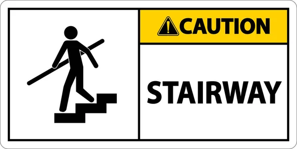 Caution Stairway Sign White Background — стоковый вектор