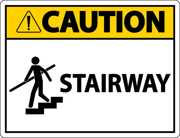 Caution Stairway Sign White Background — ストックベクタ