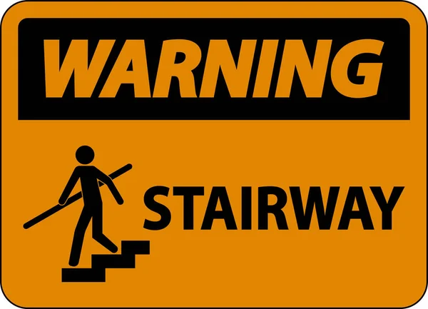Warning Stairway Sign White Background — стоковый вектор