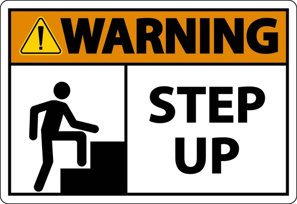 Warning Step Sign White Background - Stok Vektor
