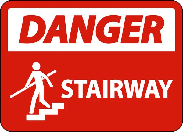 Danger Stairway Sign White Background — стоковый вектор