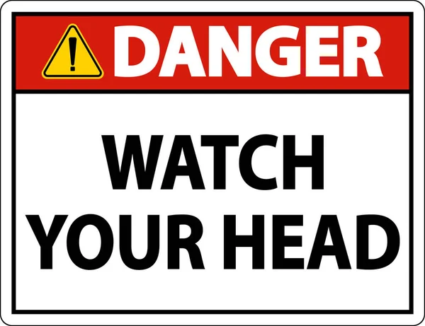 Danger Watch Your Head Sign White Background — Stock Vector