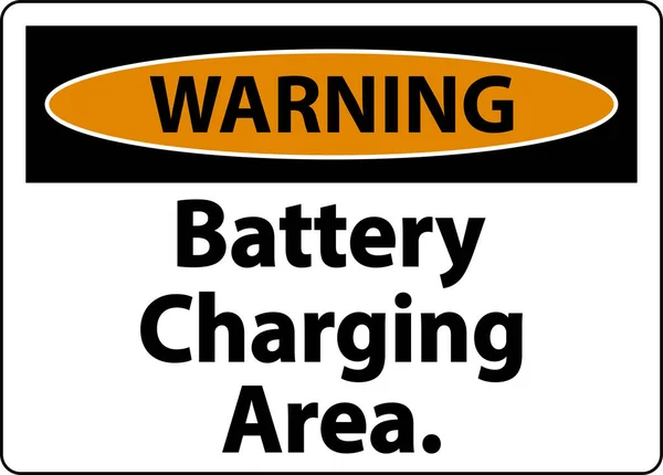 Ostrzeżenie Obszar Ładowania Baterii Znak Białym Tle — Wektor stockowy