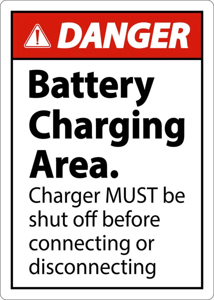 Chargeur Danger Doit Être Éteint Signe Sur Fond Blanc — Image vectorielle