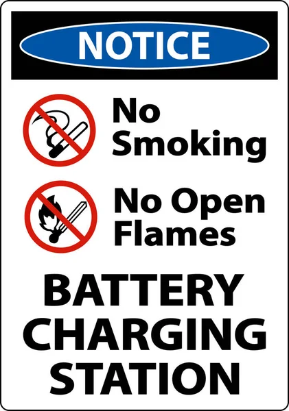 バッテリーの充電白い背景に喫煙標識がありません — ストックベクタ