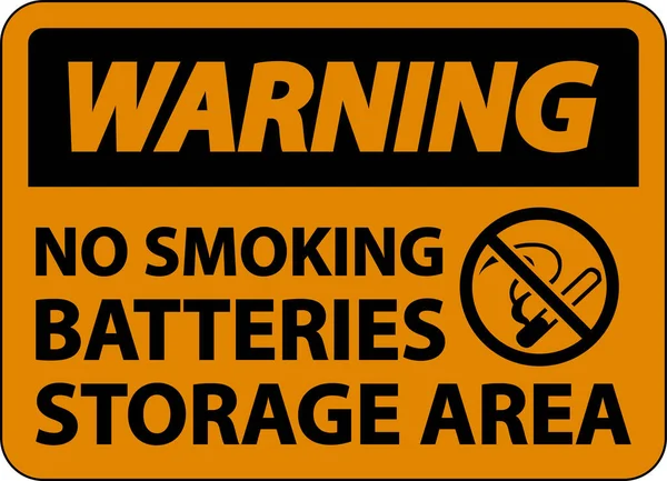 Warning Smoking Battery Storage Area Sign White Background — Stock Vector