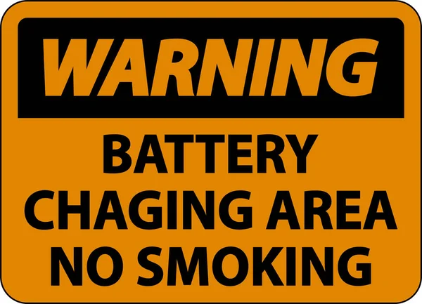 Carga Batería Advertencia Fumar Signo Sobre Fondo Blanco — Archivo Imágenes Vectoriales