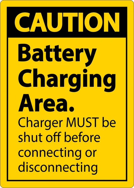 Caution Charger Must Shut Sign White Background — Stock Vector