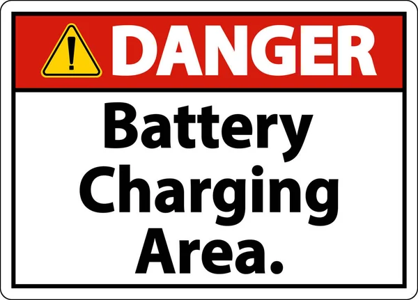 Danger Battery Charging Area Sign White Background — Stock Vector