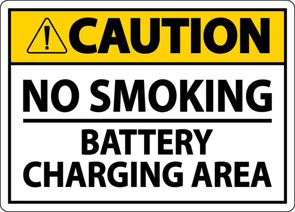 Precaución Fumar Área Carga Batería Signo Sobre Fondo Blanco — Archivo Imágenes Vectoriales