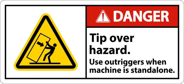 Danger Tip Hazard Use Outriggers Étiquette Sur Fond Blanc — Image vectorielle