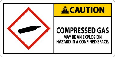 Caution Compressed Gas GHS Sign On White Background clipart