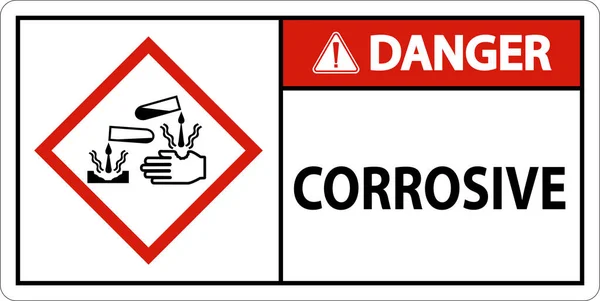 Danger Corrosive Ghs Sign White Background — Stock Vector