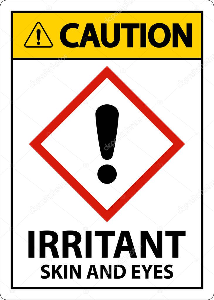 Caution Irritant GHS Sign On White Background