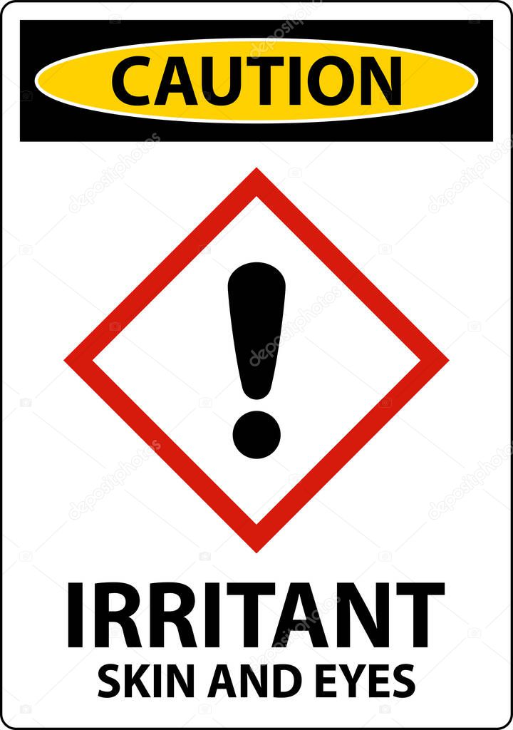 Caution Irritant GHS Sign On White Background