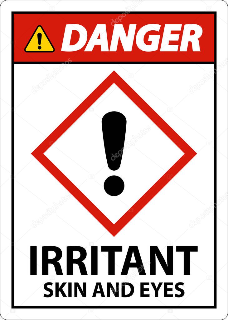 Danger Irritant GHS Sign On White Background