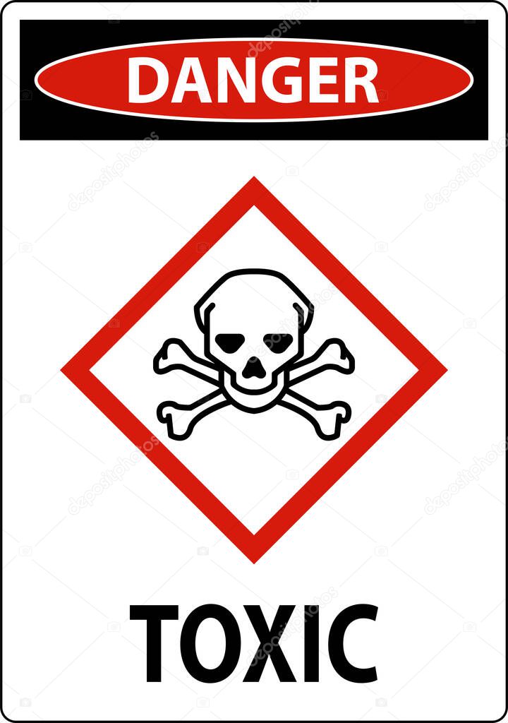 Danger Toxic GHS Sign On White Background