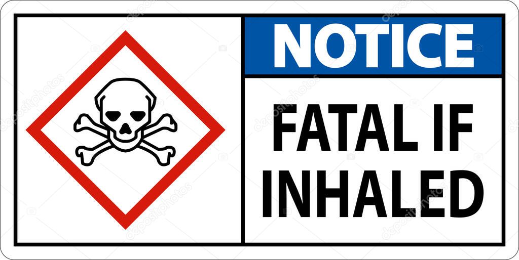 Notice Fatal In Inhaled Sign On White Background