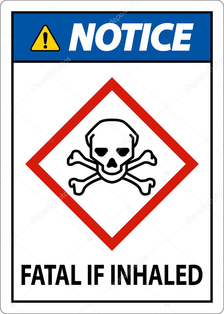 Notice Fatal In Inhaled Sign On White Background