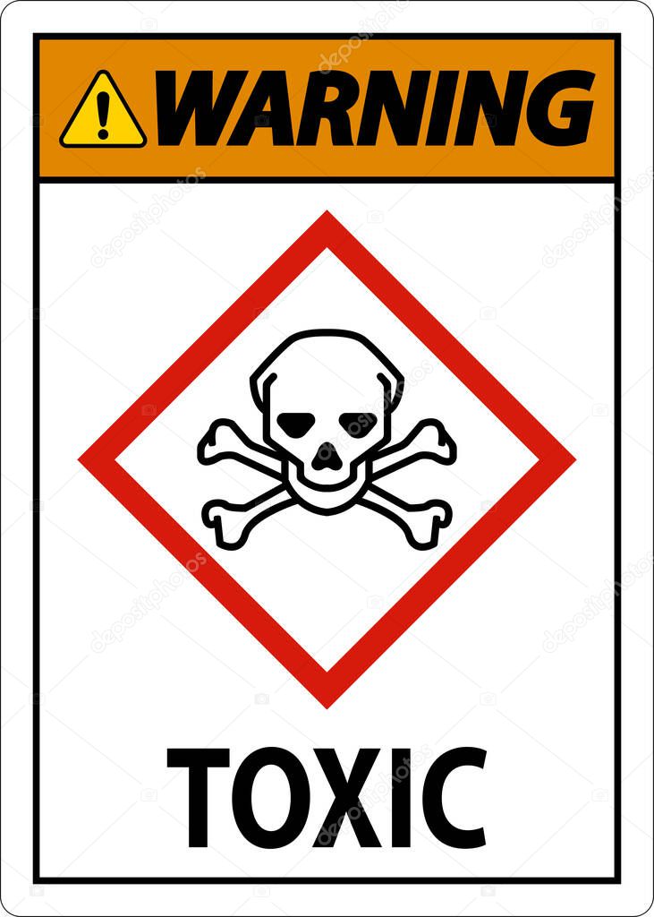Warning Toxic GHS Sign On White Background