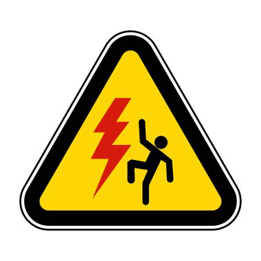 Yüksek Voltaj Siyah Simgesi, Yüksek Voltaj Üst Baş Beyaz Arkaplanda İzole Edildi