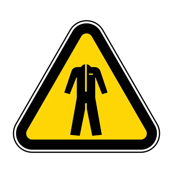 Caution Wear Protective Clothing Sign White Background — Stock Vector