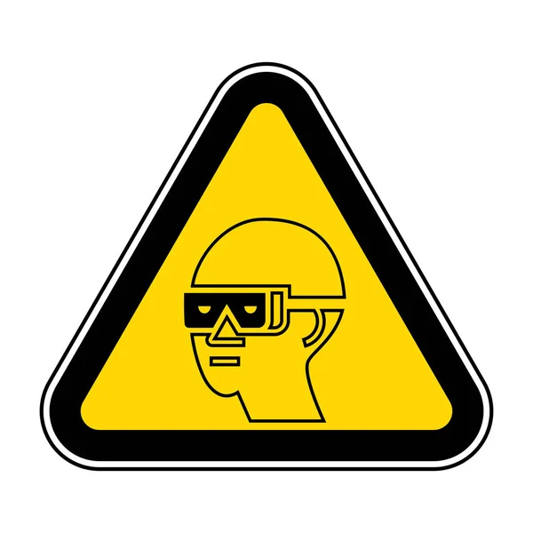 Försiktighet Sign Eye Protection Obligatorisk Symbol Isolera Vit Bakgrund — Stock vektor