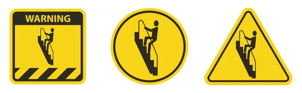 Caution Walk Stairs Backwards Sign — Vettoriale Stock