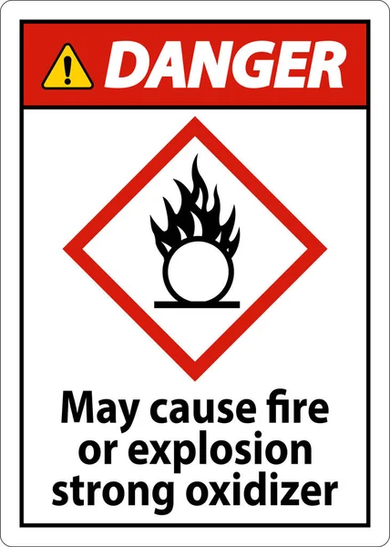 Danger May Cause Fire Explosion Sign White Background — Stock Vector