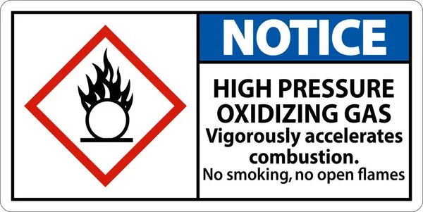 Notice High Pressure Oxidizing Gas Ghs Sign White Background — Stock Vector