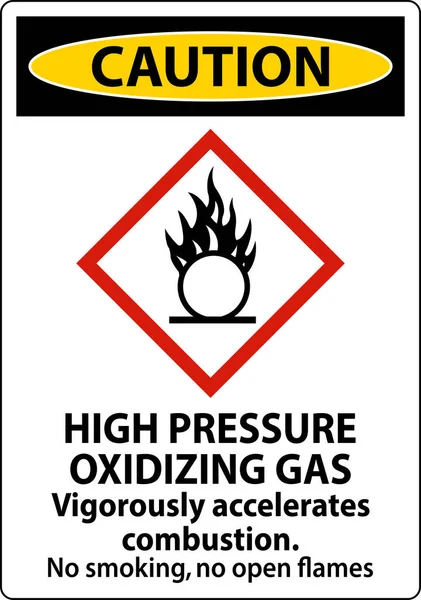 Caution High Pressure Oxidizing Gas Ghs Sign White Background — Stock Vector