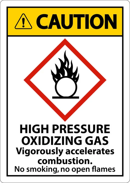 Caution High Pressure Oxidizing Gas Ghs Sign White Background — Stock Vector