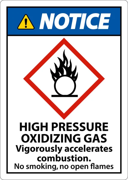 Notice High Pressure Oxidizing Gas Ghs Sign White Background — Stock Vector