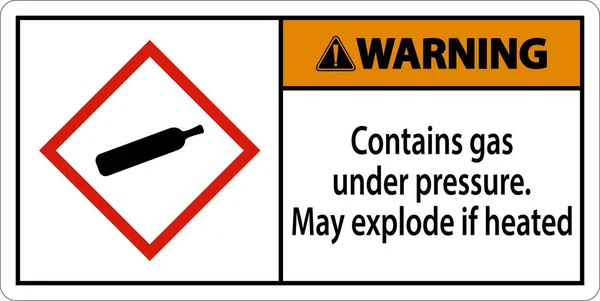 Warning Contains Gas Pressure Ghs Sign White Background — Stock Vector