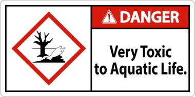 Danger Very Toxic To Aquatic Life Sign On White Background