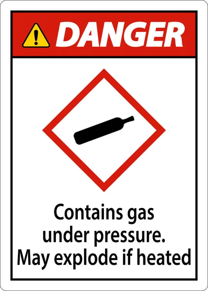 Danger Contains Gas Pressure Ghs Sign White Background — Stock Vector