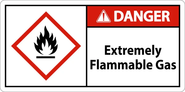 Danger Extremely Flammable Gas Ghs Sign White Background — Vector de stock
