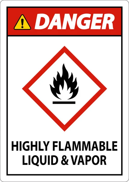 Danger Highly Flammable Liquid Vapor Ghs Sign — Stock Vector