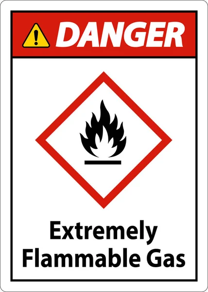 Danger Extremely Flammable Gas Ghs Sign White Background — Stok Vektör