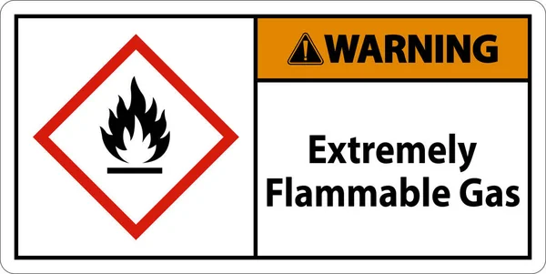 Warning Extremely Flammable Gas Ghs Sign White Background — Vector de stock