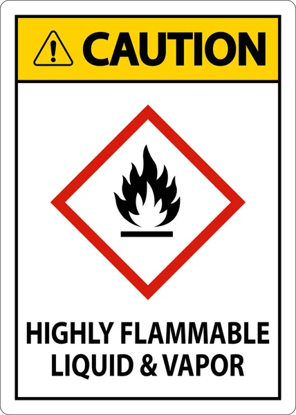Caution Highly Flammable Liquid Vapor Ghs Sign — Vector de stock