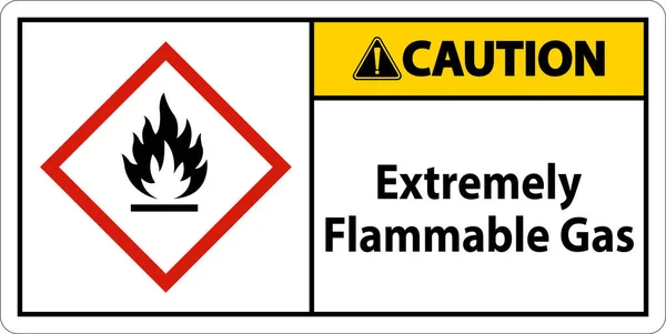 Caution Extremely Flammable Gas Ghs Sign White Background — Vector de stock