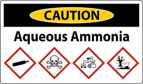 Señal Amoníaco Acuoso Ghs Precaución Sobre Fondo Blanco — Vector de stock