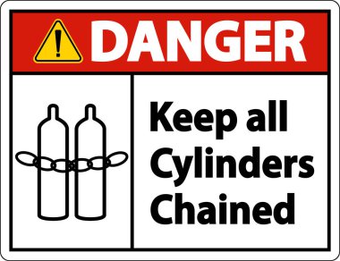 Tehlike Tüm Silindirleri Zincirli Sembol İşaretini Beyaz Arkaplanda Tut