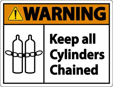 Uyarı: Tüm Silindirleri Zincirli Sembol İşareti Beyaz Arkaplanda Tut