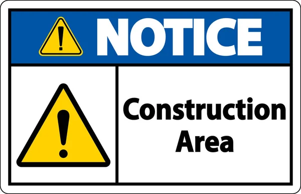 Notice Construction Area Symbol Sign White Background — Vettoriale Stock