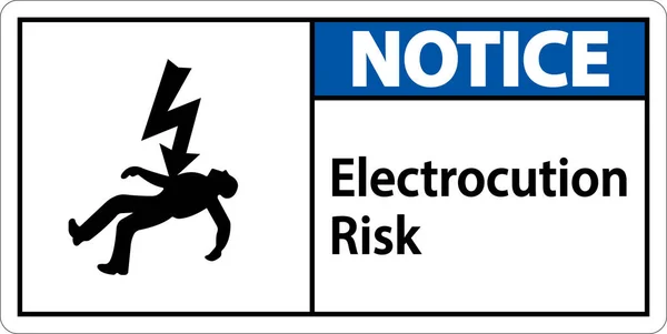 Notice Electrocution Risk Sign White Background — 图库矢量图片