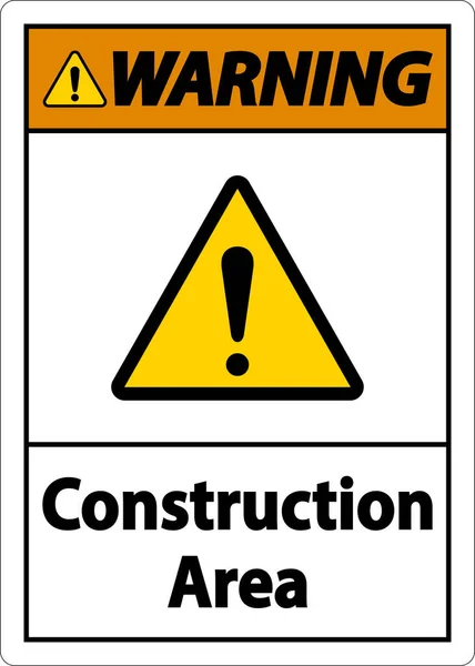 Warning Construction Area Symbol Sign White Background — Διανυσματικό Αρχείο