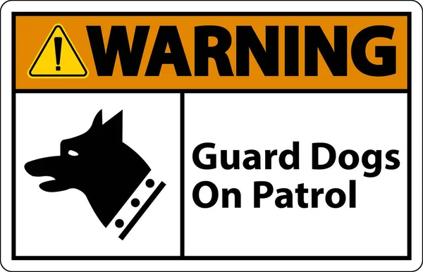 Warning Guard Dogs Patrol Symbol Sign White Background — Stock Vector